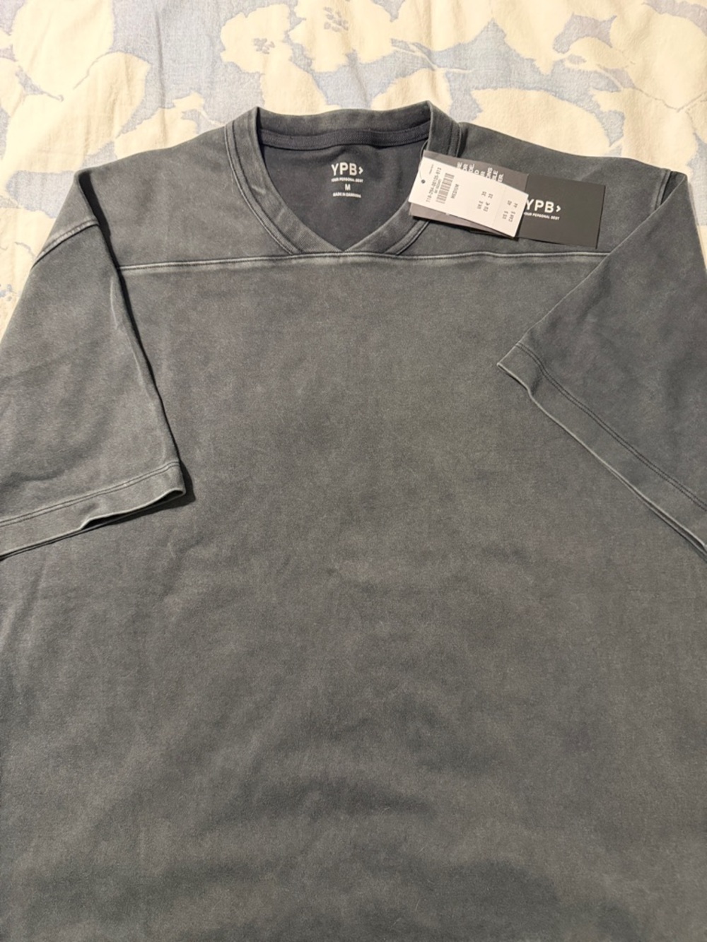 YPB Men's V-Neck Short-Sleeve Sweater in Washed Gray